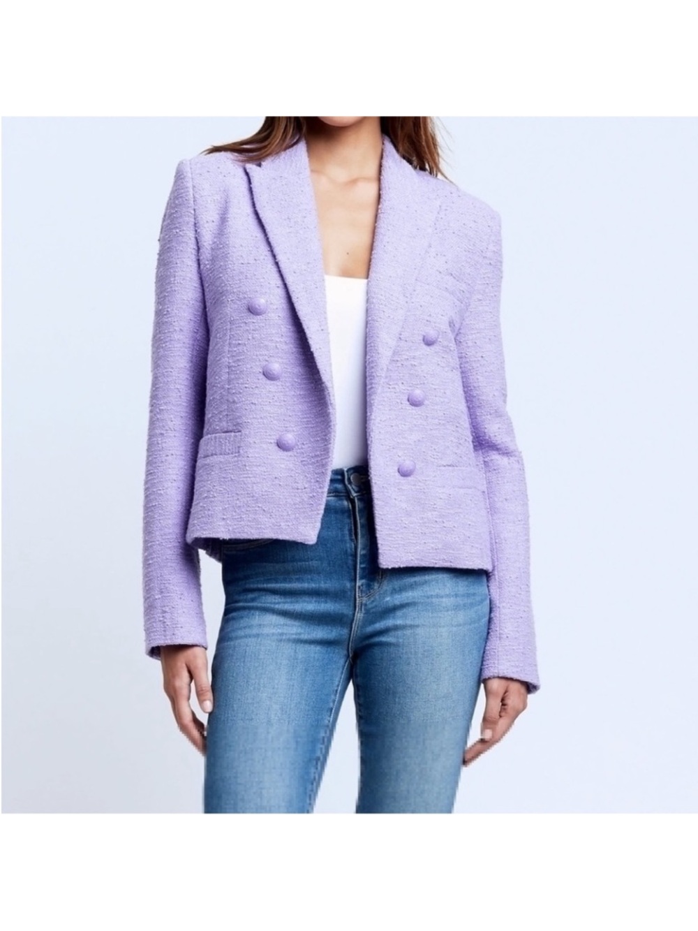 L'AGENCE Brooke
Open-Front Blazer Sz 14 
Wisteria/French Paisley
Purple - Picture 7 of 12